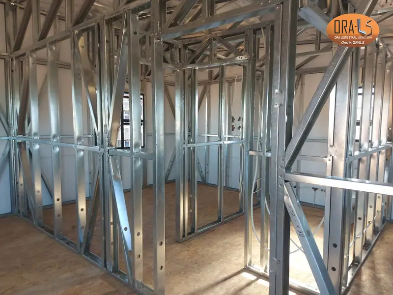 House interior wall frames using ORALS-supplied structural systems and materials